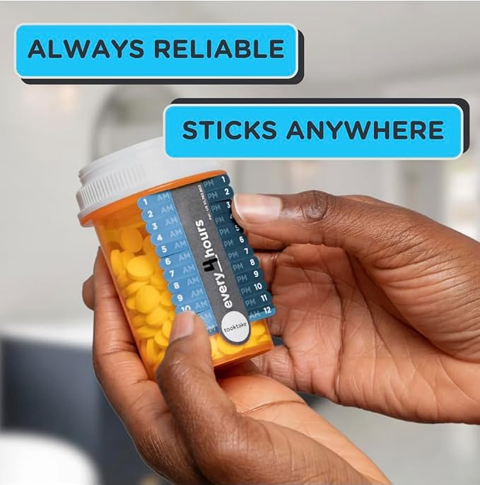 TOOKTAKE Hourly Reminder Stickers - for Medication and Vitamins You take 3 or mire Times a Day in Any Form