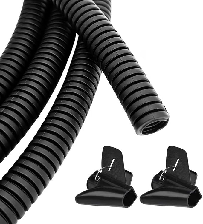 100 FT - 1/4 inch Flame Retardant Split Wire Loom Tubing with Installation Tool - Protect Wires from Rabbits, Cats and Other Pets - Black