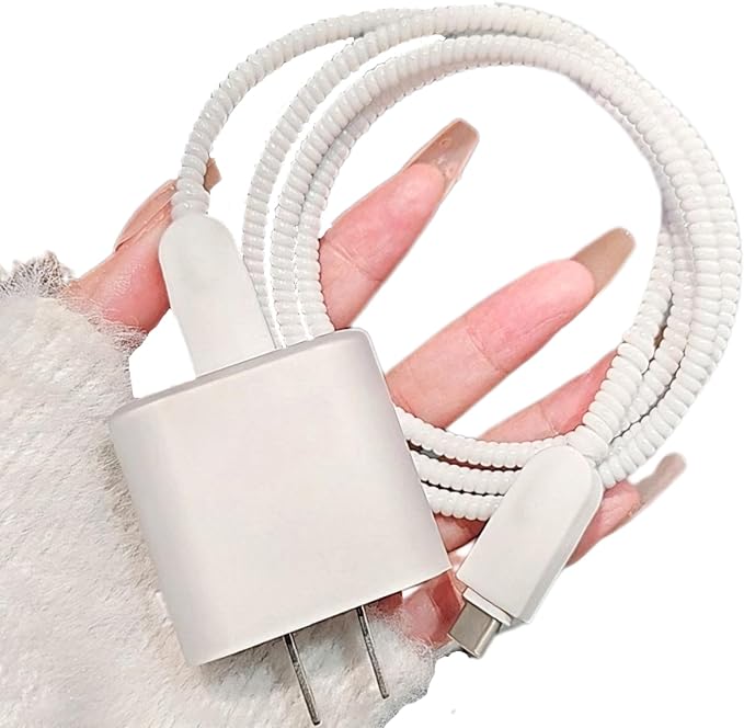 Cute Charger Cord Protector for iPhone Charger,Classic Clear Charger Cable Protector Wire Saver,Not Yellowing,Soft Frosted Phone Cable Protector Silicone Charger Cover,Cable Charger Protector