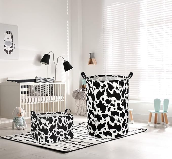 Rectangle Cow Basket Cow Print Storage Bins Cute Canvas Organizer Bin for Bedroom Decor Books, Clothes Shelves Gift Basket(Cow print)