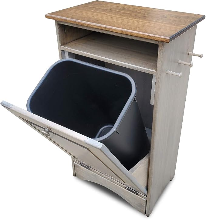 Peaceful Classics Pet Feeder Station - Dog & Animal Food Storage Cabinet, Organizer - Holds 35 Lbs (Pewter)