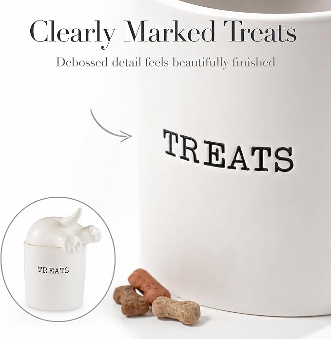 Dog Tail Treat Canister - Ceramic Dog Treat Jar | Store Your Dog Treats