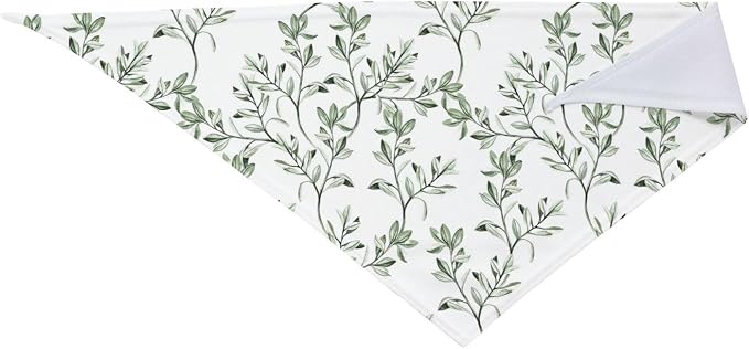 Sage Green Dog Bandana,Adjustable Triangle Bibs Dogs Scarf,Puppy Neckerchief Dog Cat Bib for Spring Summer (White)