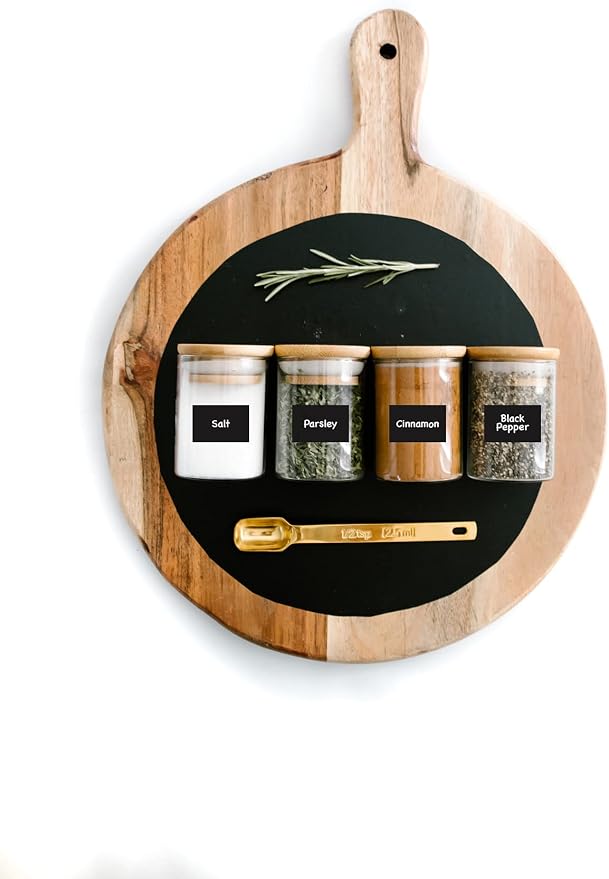 96 Chalkboard Labels for Storage Bins, Chalkboard Stickers with Chalk Maker, Chalk Labels for Kitchen Containers Organizing, Removable Black Food Pantry Jar Label Stickers for Glass Bottles