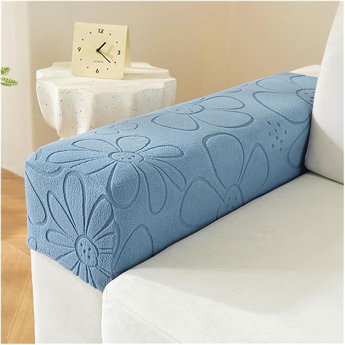 Sofa Arm Covers Set of 2 Squared, Non-Slip Arm Covers Protector for Dogs, Cats, Pets, Couch Armchair (C Dark Blue)