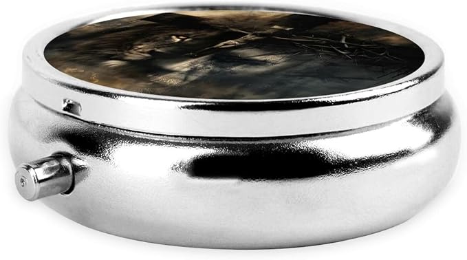 Lion and Cross Portable Pill Organizer | 3 Compartment, With Mirror, For Men Women, For Daily Supplements, Vitamins, Fish Oil, Jewelry, Candy, Travel
