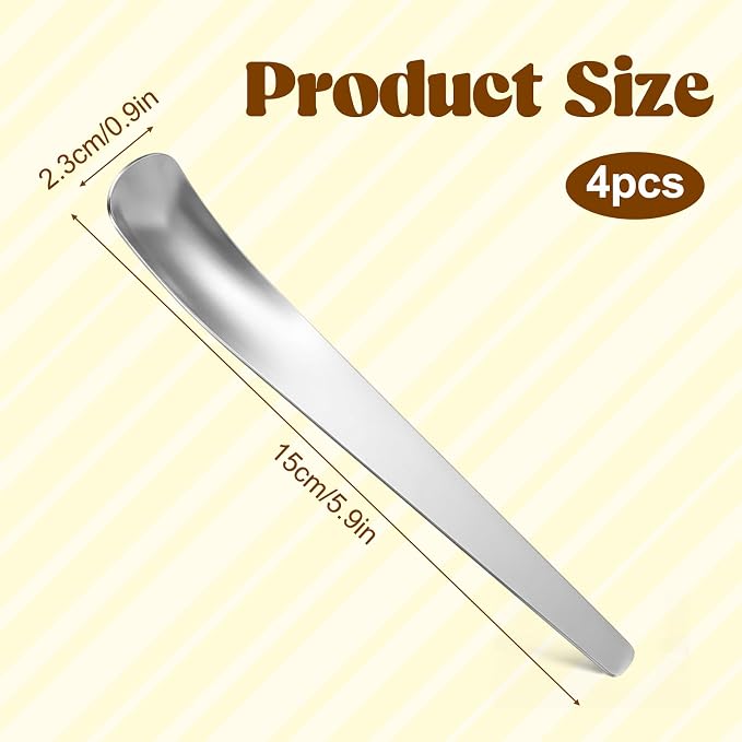 4 Pcs Dog Cat Spoon Wet Dog Food Scoop Portable Pet Feeding Spoon Stainless Steel Pet Food Can Spoons Wet Foods Storage and Feeder Pets Ladle for Cat Dogs Canned Foods(Silver)