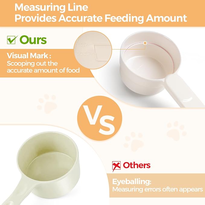 ComSaf Dog Food Scoop 1 Cup Size, Pet Food Measuring Cup for Dogs and Cats | Pet Food Scooper, One-Cup Portion Measure, Long Handle, Dry Kibble, For Feed Storage Bins, Dishwasher Safe