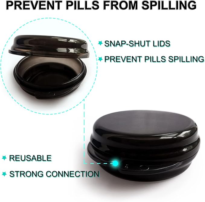 UHOUSE Small Pill Box (3 Pack), Daily Mini Pill Organizer Portable for Purse Pocket,Travel Pill Case Medicine Storage Container Earplug Case (Blcak