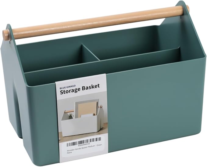 BLUE GINKGO Storage Basket, Medium 4.5L, Green, Made in Korea | Portable. Divided Storage Bin. Everyday Organization.