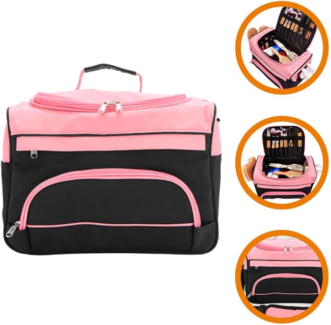 Balacoo Multi-Functional Hair Stylist Bag for Outdoor and Travel, Oxford Cloth Hairdresser Tools Organizer with Dividers, Easy Access and Keeps Tools Organized, Pink Hair Cutting Kit