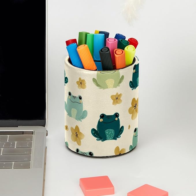 Frogs Pen Holder, Pencil Cup Marker Brush Holder Desk Storage Case, Desktop Organizer for School Office Home Supplies