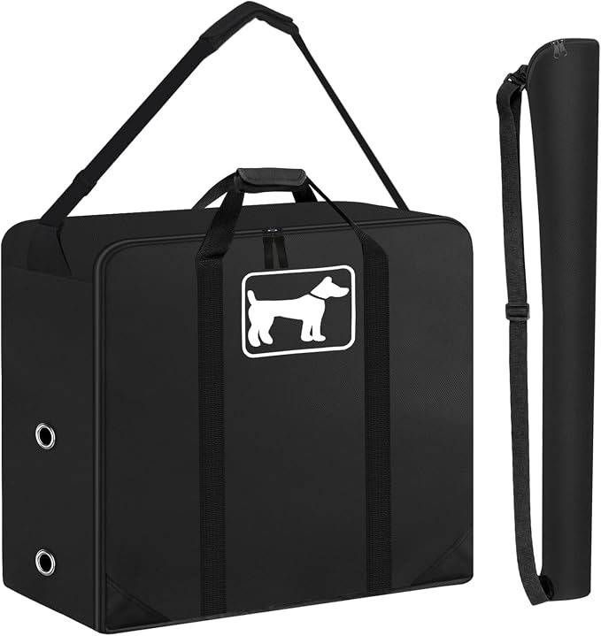 SIRUITON Thick 600D Dog Playpen Storage Bag Fits 24" H 8 Panels & 9 Stakes | Dog Fence Travel Bag for Foldable Exercise Pet Playpens Designed for Camping and RV Trips with Reinforced Double Handles