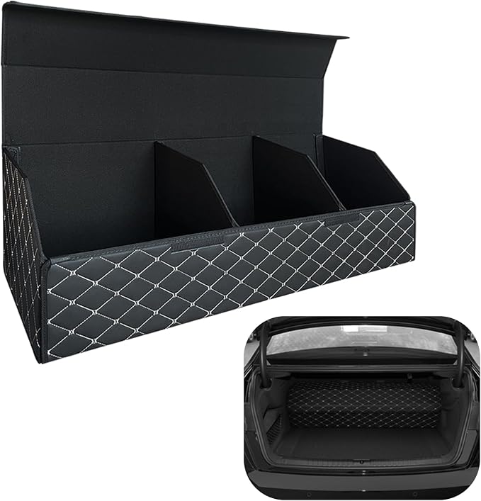 Car Trunk Organizer For Genesis G70 -Custom Fit,Leather Large Capacity Outdoor Trunk Organizer,4-Layer Cover,Diamond Quilted Pattern All-Season Use For Genesis G70 2019-2025