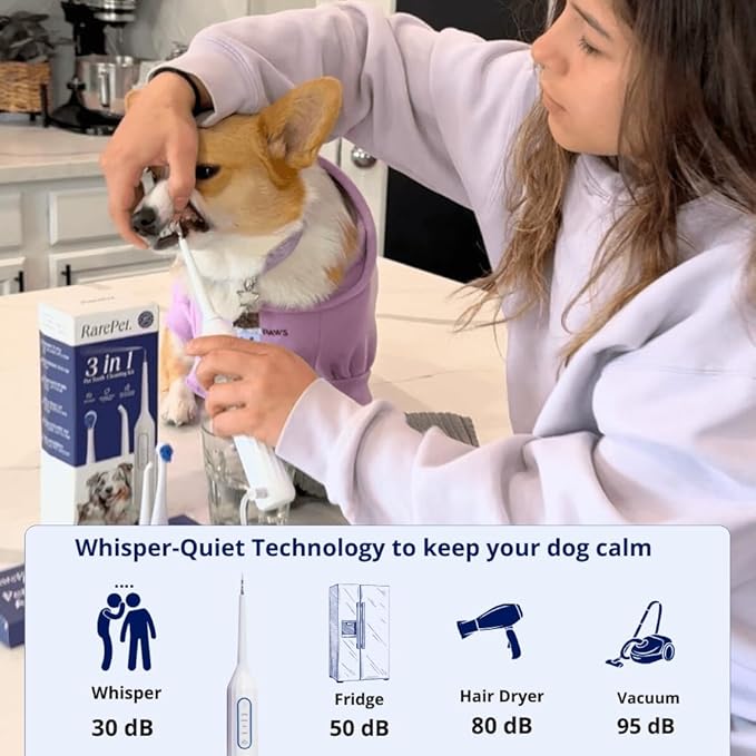 Canivet Silent Sonic Plaque & Tartar Remover for Dogs – Ultra-Quiet Dental Cleaner with Scaler, Toothbrush Heads, Water Flosser Rechargeable, Small & Large Dog Friendly