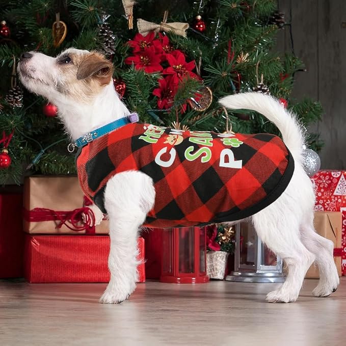Dog Shirt Soft Cotton Dog Christmas Shirt Stretchy Lightweight T-Shirts Sleeveless Vest Pet Clothes for Small Medium Large Dogs Cats