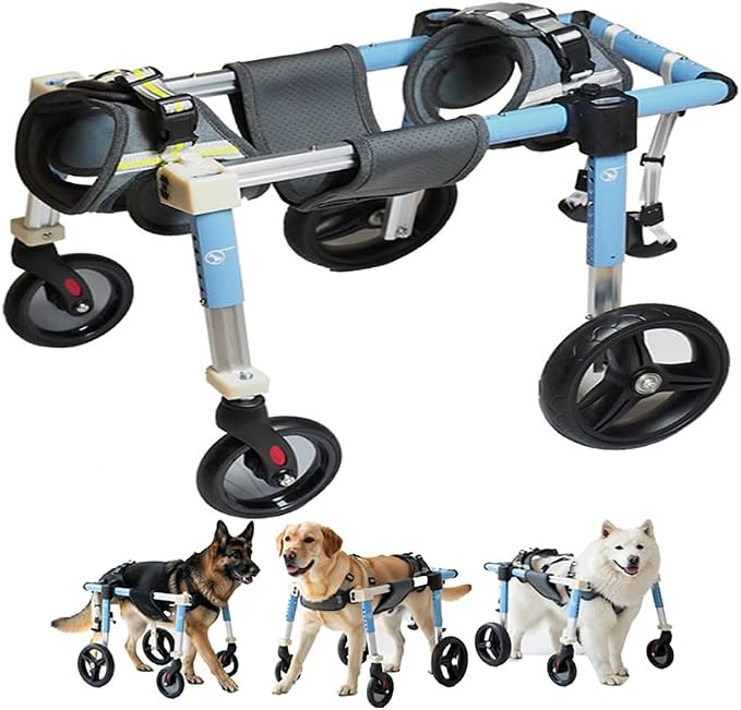 Dog Wheelchair for Back Legs Small Medium Dogs Adjustable Paw Cart Mobility Aid with Aluminum Alloy Frame All Terrain Wheels for Paralyzed Hind Legs Recovery & Daily Walking