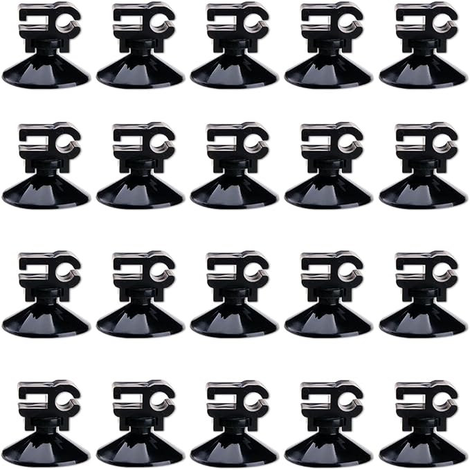 ZORZA 20Pcs Multi-Functional Aquarium Suction Cup Clips for Secure Organizing Double Tube Power Cord Clip Holder Fish Tank Wire Organizer with Strong Suction Cups for Aquarium Accessories