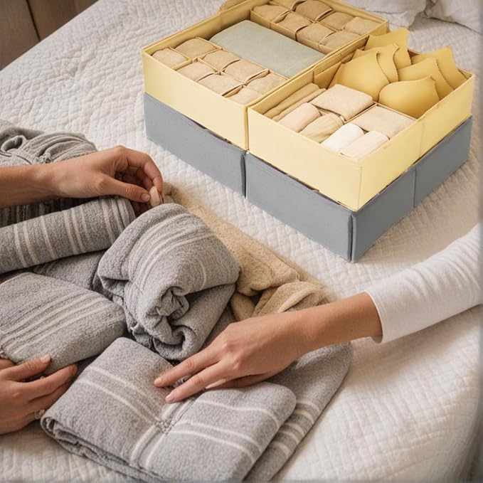 Drawer Organizer Clothes, Adjustable Dividers and Can Change the Size of the Dividers According , Can be Used in the Bedroom, Nursery and Closet Organizer or Storage, Underwear, Socks (Grey, Big)