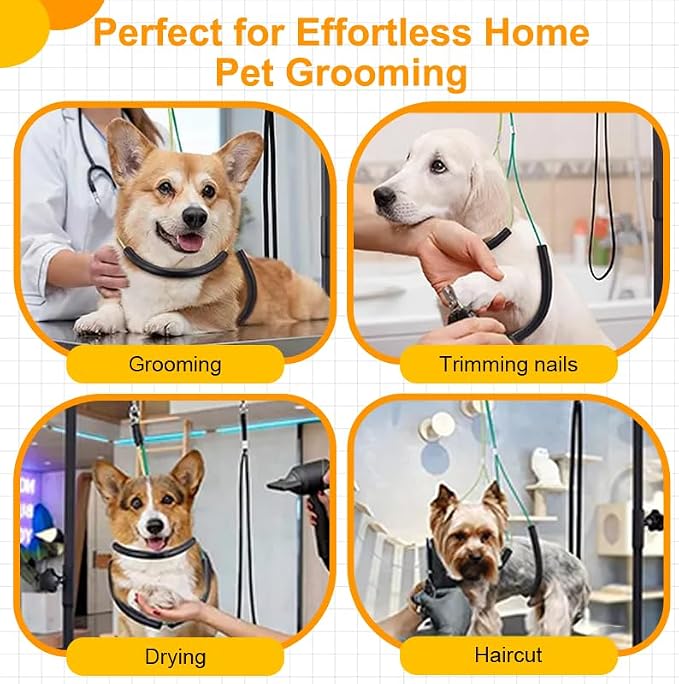 Dog Grooming Arm with Pet Grooming Hammock, getlstub 35" Pet Grooming Table Arm with Adjustable No Sit Haunch Holders, Dog Grooming Stand with Loop Noose for Small and Medium Pets at Home or Salon