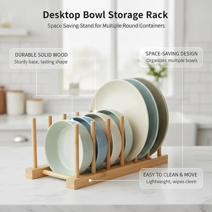Organize Round Pet Bowls Vertically with This Compact Desktop Storage Rack, Multicolor PET Stand for Feeding Areas