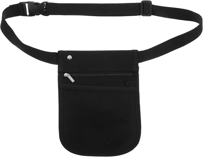 Black Oxford Cloth Nurse Waist Pack with Multiple Compartments and Pockets | Adjustable Strap, Portable Organizer, Practical for Nurses and Pet Groomers
