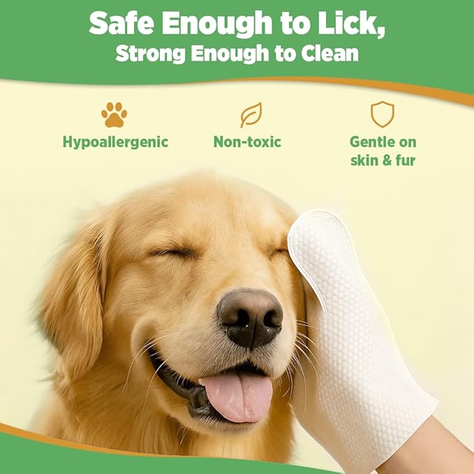 36pc. Premium Pet Glove Cleaning Wipes for Dogs & Cats | Textured, Deodorizing & Hypoallergenic Gloves with Aloe Vera & Shea Butter – Gentle, Skin-Safe Wipes for Fur, Face & Body, Odor Control