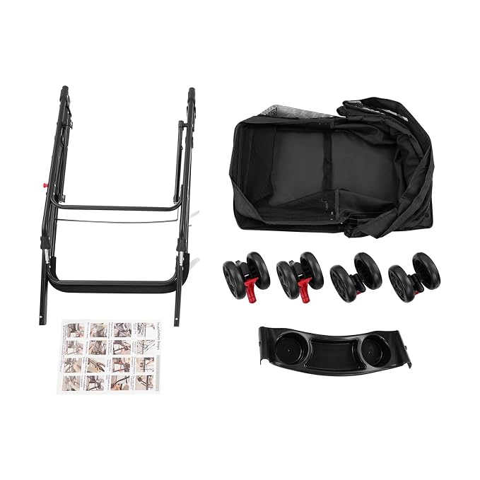 Pet Stroller for Small Medium Dogs Cats 40 lbs, Foldable Dog Stroller with Storage Basket and Cup Holder, Portable Pet Travel Cart with Breathable Mesh Canopy (Black)