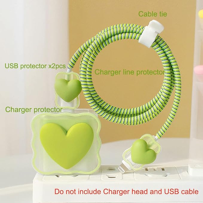 ZOSTLAND 5 in 1 DIY 18W 20W Heart Shape Protector Data Cable USB Charger Line Earphone Wire Saver Organizer Compatible with iPhone 11 12 13 14 15 Pro Max