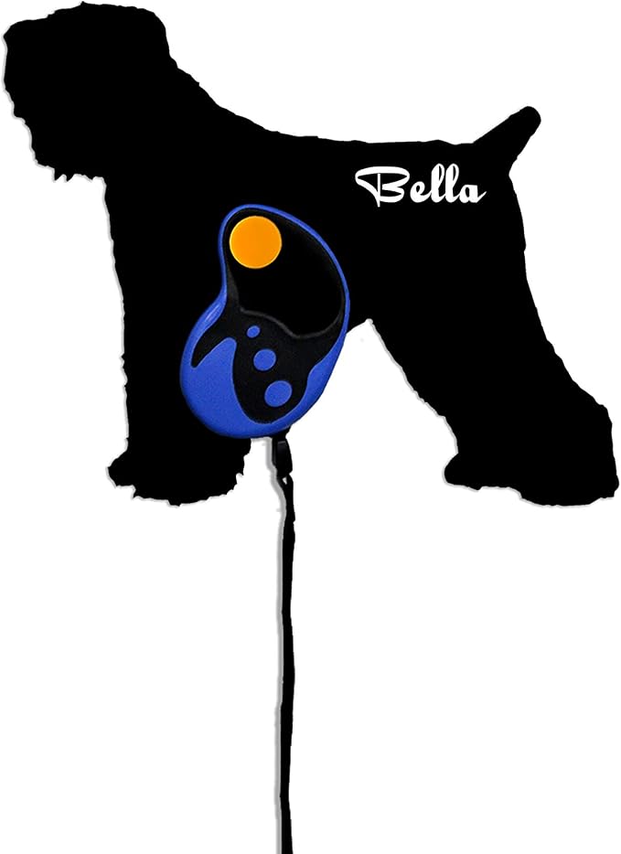 Black Russian Terrier Silhouette - Custom Name Dog Leash Holder - Wall Hook