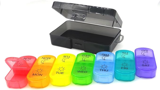Travel Weekly Pill Organizer Case, 14 Compartments Travel Pill Box | Dispenser, Portable Daily Pill Container for Carry Storage Medicine, Vitamin, Supplement, Fish Oil, Cod Liver Oil, Capsules