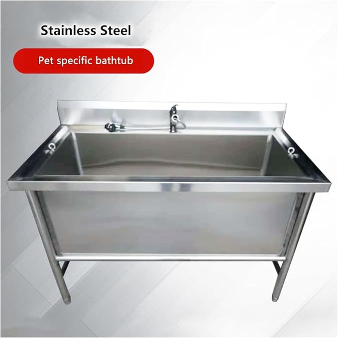 Professional Pet Grooming Bathtub Station with Faucet Pets.Silver-120cm/47.2in