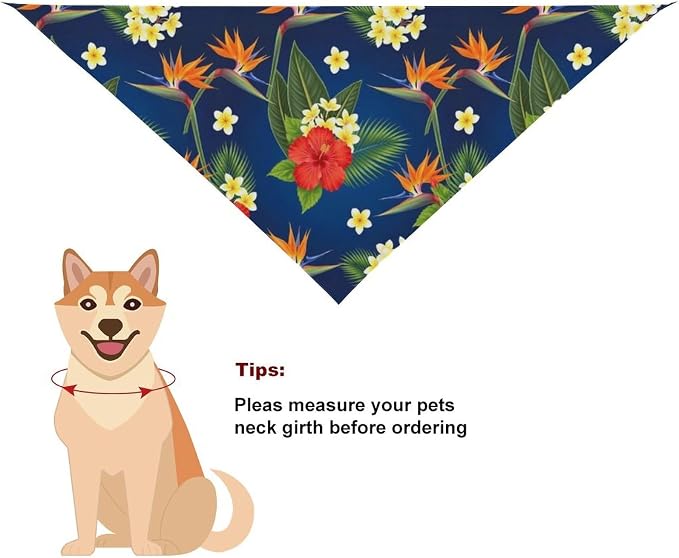 Washable Portable Bib with Adjustable Design for Pet Camping, Hiking, Running, Walking, Outdoor Activities Use (Floral Bird Tropical Paradise Hawaii Flowers)