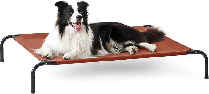 Love's cabin Elevated Cooling Dog Bed for Large Dogs, Portable Indoor & Outdoor Raised Pet Dog Cat Cot, Durable Summer Frame with Breathable Mesh, Terracotta, 48 inches