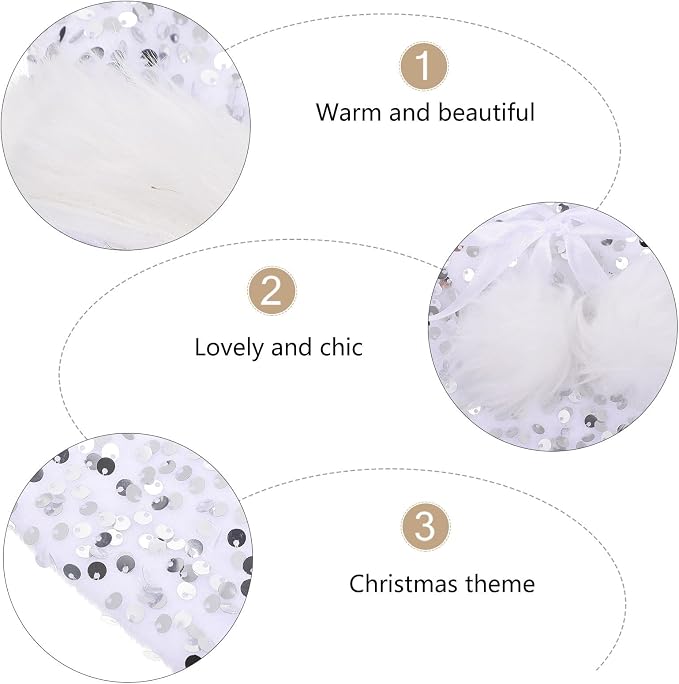 HOLIDYOYO Christmas Wine Bottle Bag Silver Plush with Glitter Sequin Decoration for Wine Bottle Storage and Holiday Table Christmas Decoration at Home