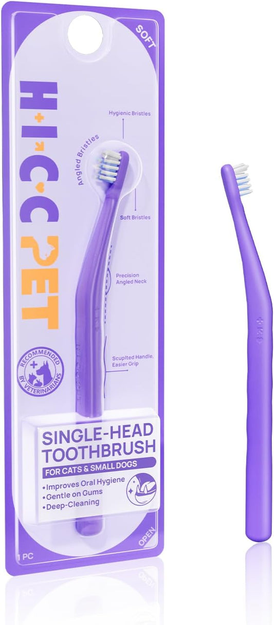HICC PET Toothbrush for Cats & Small Dogs, Vet-Recommended Ergonomic Pet Toothbrush for Easy Teeth Cleaning, Gentle on Gums, Cat & Dog Dental Care, Improves Oral Hygiene. Toothpaste Not Included