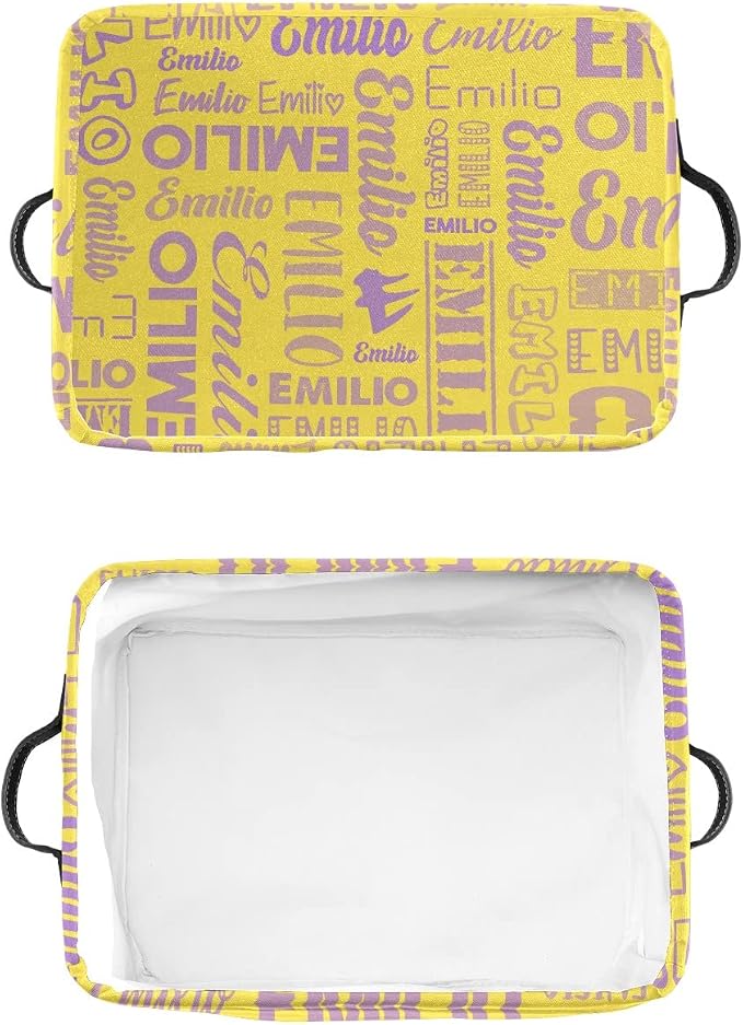 Personalized Toy Box Storage Bins for Boys Girls with Name, Kids Custom Storage Basket Cubes Organizer with Handles, Shelf Closet Storage Baskets Bin Customized Gift, 1 Pack