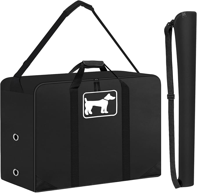 SIRUITON Thick 600D Dog Playpen Storage Bag Fits 40" H 8 Panels & 9 Stakes | Dog Fence Travel Bag for Foldable Exercise Pet Playpens Designed for Camping and RV Trips with Reinforced Double Handles