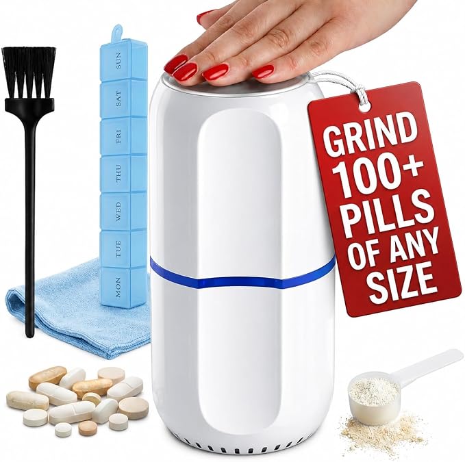 Electric Pill Crusher for Fine Powder: Pill Grinder to Handle 100+ Pills