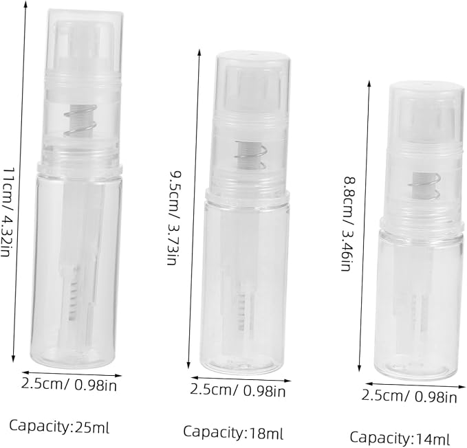 Powder White Spray 3pcs 18ml 14ml Bottle Refillable Portable 25ml | Pet Body with Pp Nozzle, Precise Dispensing Control, Compact 11.00cm 9.50cm 8.80cm Sizes for Barber Shop Use