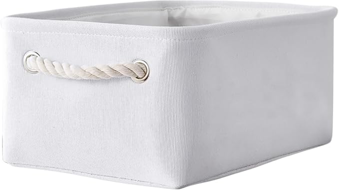 Storage Basket for Gifts Empty - 11.8x7.8x5.2 inch 1 Pack Fabric Storage Cubes, Nursery Organizers and Storage for Closet Cloth Toy Book (White)