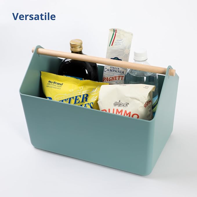 BLUE GINKGO Storage Basket, Large 10.5L, Green, Made in Korea | Portable. Spacious Storage Bin. Everyday Organization.