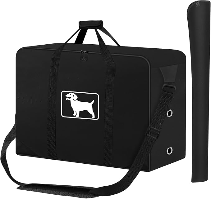 Dog Playpen Storage Bag Fit 32" H 8 Panels and 9 Stakes, 600D Oxford Fabric | Dog Fence Travel Bag for Foldable Exercise Pet Playpen, with Shoulder, Waterproof Tear Resistant, Designed for RV Trips