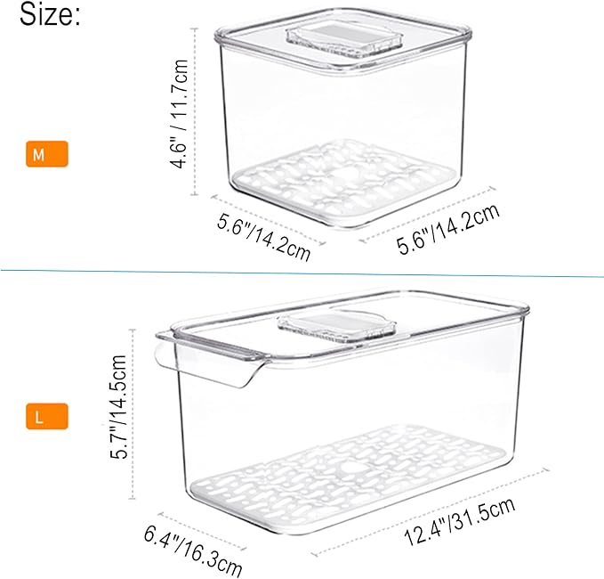 iPEGTOP Fridge Produce Saver Food Storage Bin Containers, Stackable Refrigerator Freezer Organizer Fresh Keeper Container with Vented Lids, 3 Pack