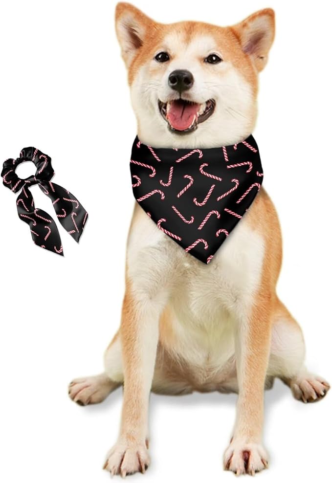 COEQINE Christmas Dog Bandanas Female Dog Bandanas with Elastic Hair Tie for Thick Hair 2 Pack Family Couple Matching Outfits with Dogs Pet Outfit Christmas Costum for Women Me
