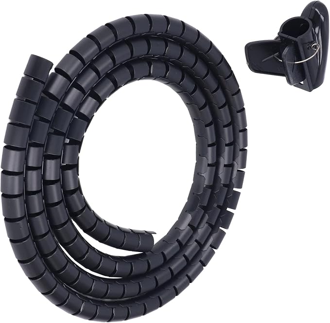 Spiral Cable Wrap Organizer 20mm | Cord Management for Home/Office/Pet Protection | Flexible Wire Tube Cuts to Length | Tidy TV/DVD/PC Cables (1.5m/4.9ft)