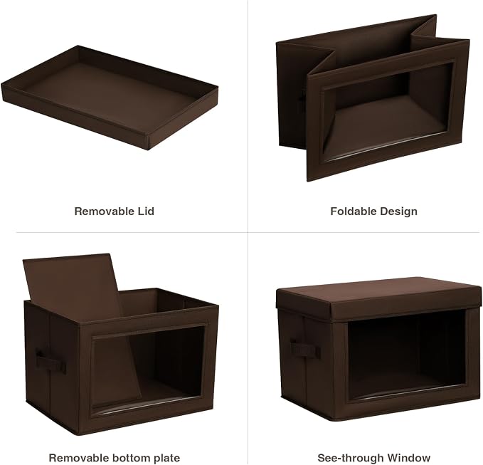 Brown Fabric Storage Bins with Lids - 6 Pack Modern Lidded-Home Storage Bins, 14 Inch. - Perfect for Clothes, Books, CD, Office Supplies