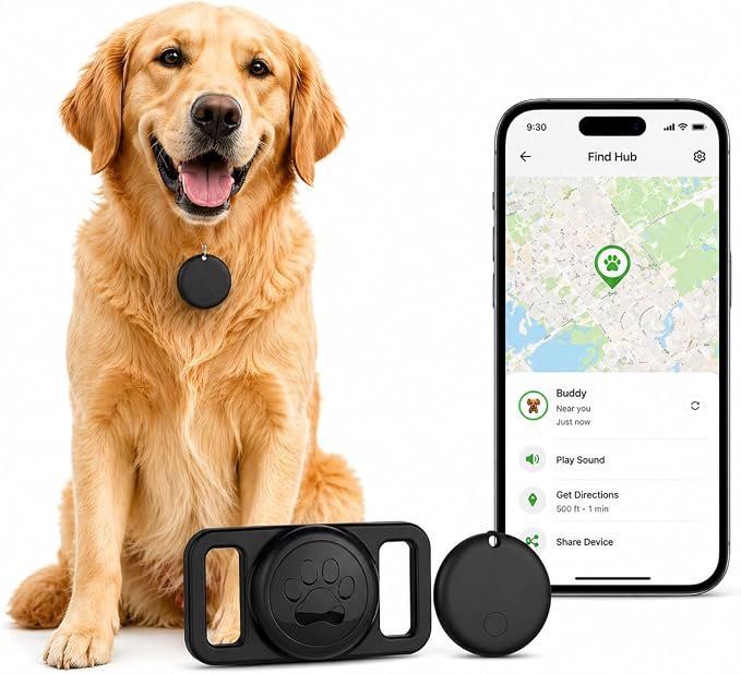 GPS Collar for Dogs (iOS Only) Smart tag,Waterproof Compatible with Apple Find My,No Monthly Fee,Advanced Tracking Solution Smart Collar for Pet Safety Ideal Small Large Dogs (Android Tracker for dog)