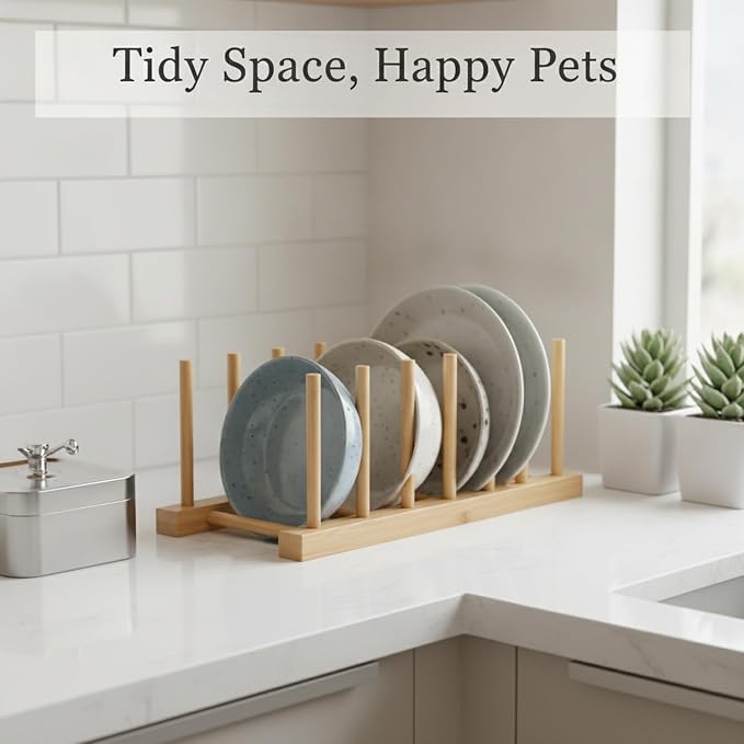 Organize Round Pet Bowls Vertically with This Compact Desktop Storage Rack, Multicolor PET Stand for Feeding Areas