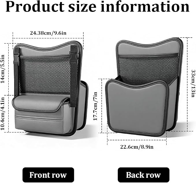Car Organizer Storage Between Seats, Car Purse Holder, Nappa Leather Front Seat Storage Bag with Tissue Holder, Large Capacity Auto Console Organizer for Document Phone Wallet Snack (White)